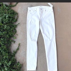 Hudson midrise Nico white distressed skinny jeans